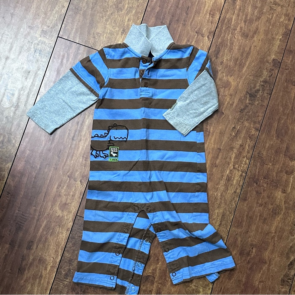 carters long sleeve dino striped one piece - 18 month toddler